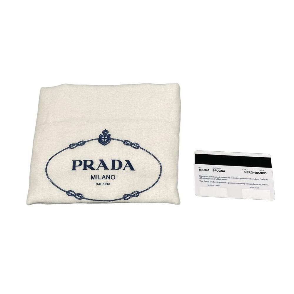 Prada Terry Triangle Handbag 1NE043 Black White Chemical Fiber - Picture 8 of 15
